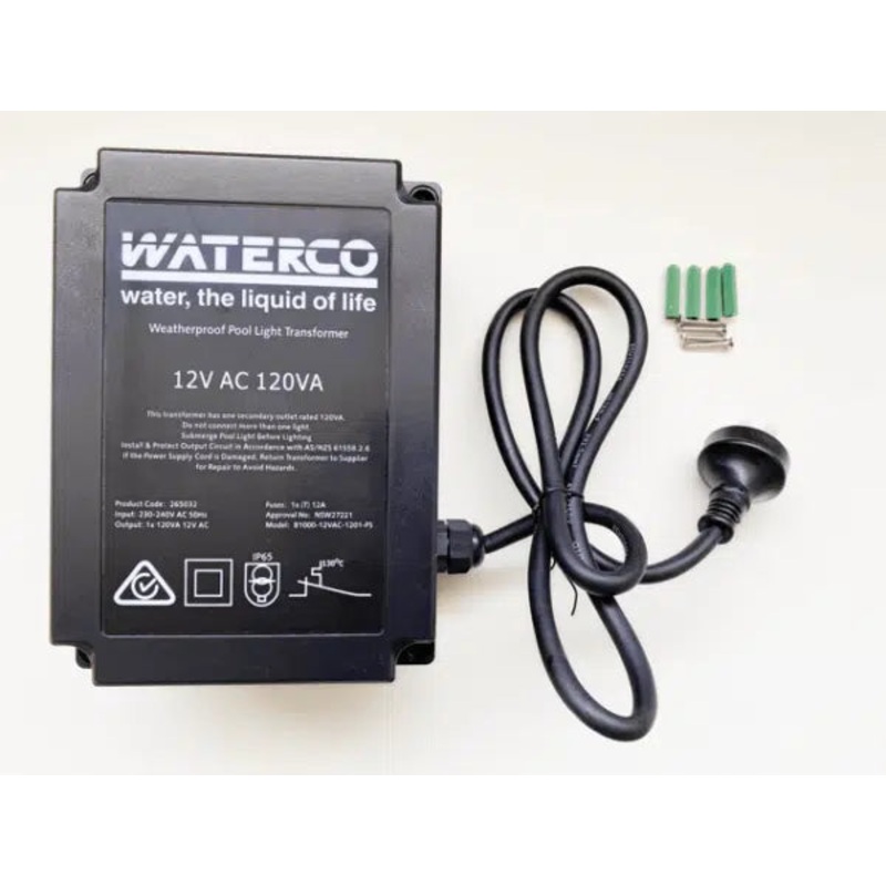 Waterco 12 volt Pool Light Transformer 120VA - 265032