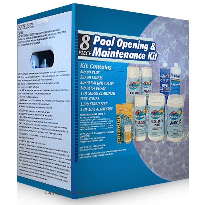 8 Piece Pool Maintenance Chemical Kit with Test Kit