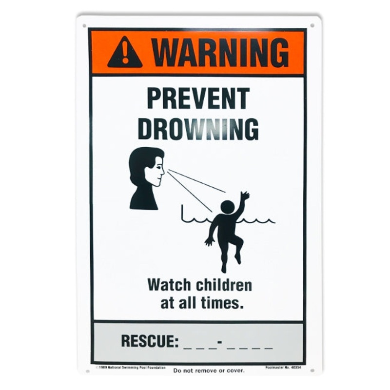 12"x18" Warning Prevent Drowning Sign