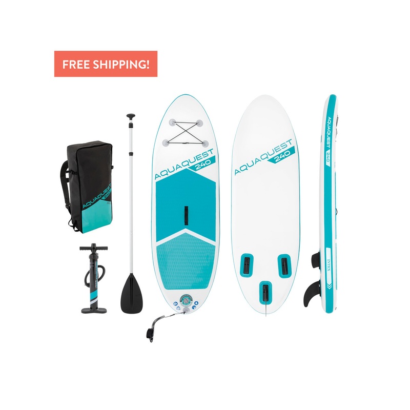 8' AquaQuest 240 Inflatable Paddle Board Package