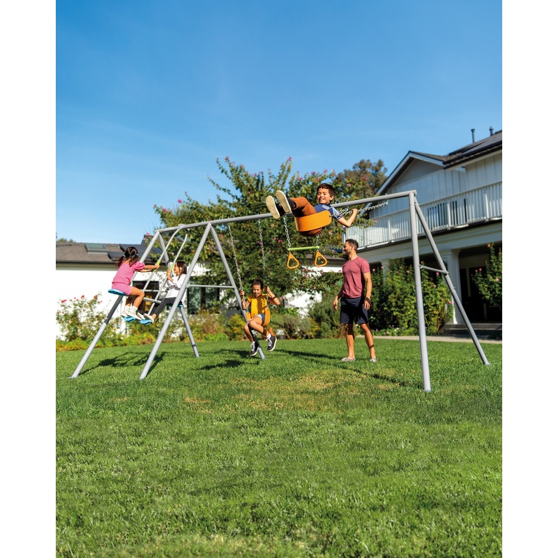 Swing & Glide Four Feature Gray Swing Set w/ FREE Trapeze Bar