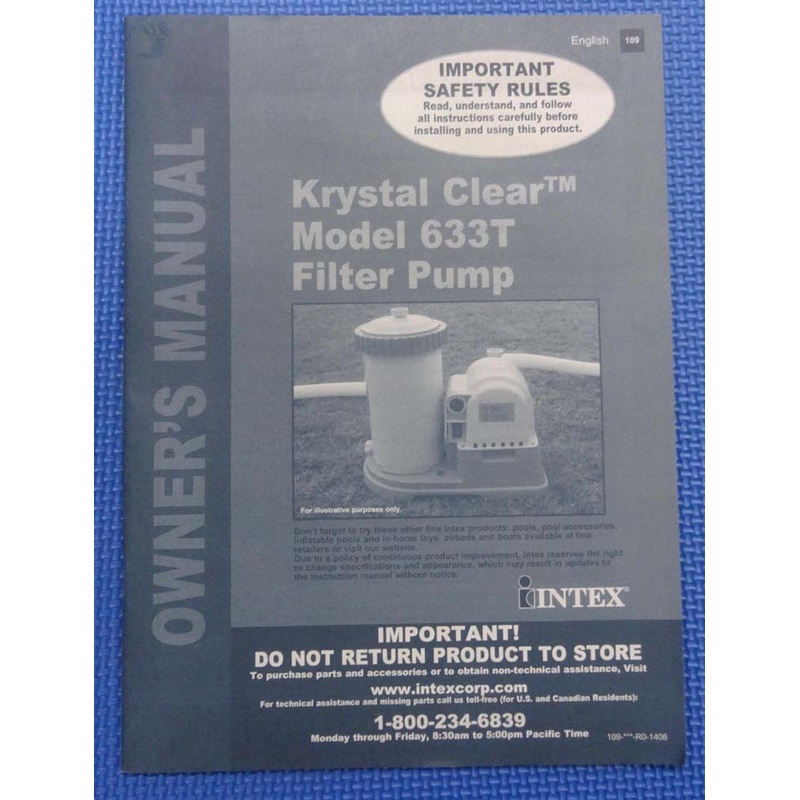 11625, #109 Manual For 28633 (Discontinued)