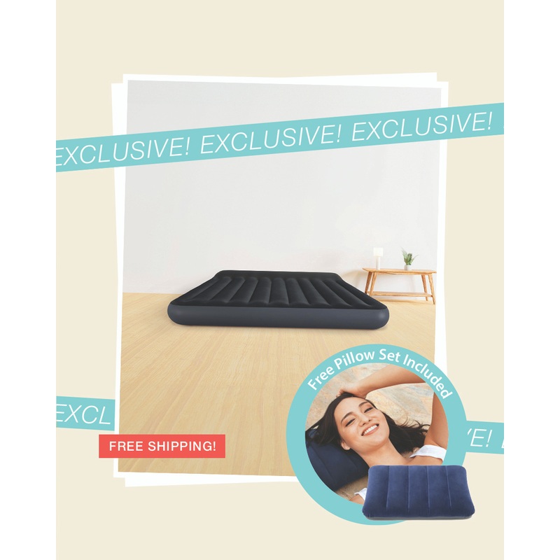Dura-Beam Standard Pillow Rest Air Mattress 10" King Bundle with 2 Free Pillows