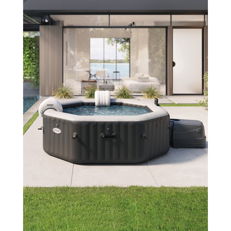 PureSpa Jet and Bubble Deluxe Inflatable Hot Tub Set - 6 Person