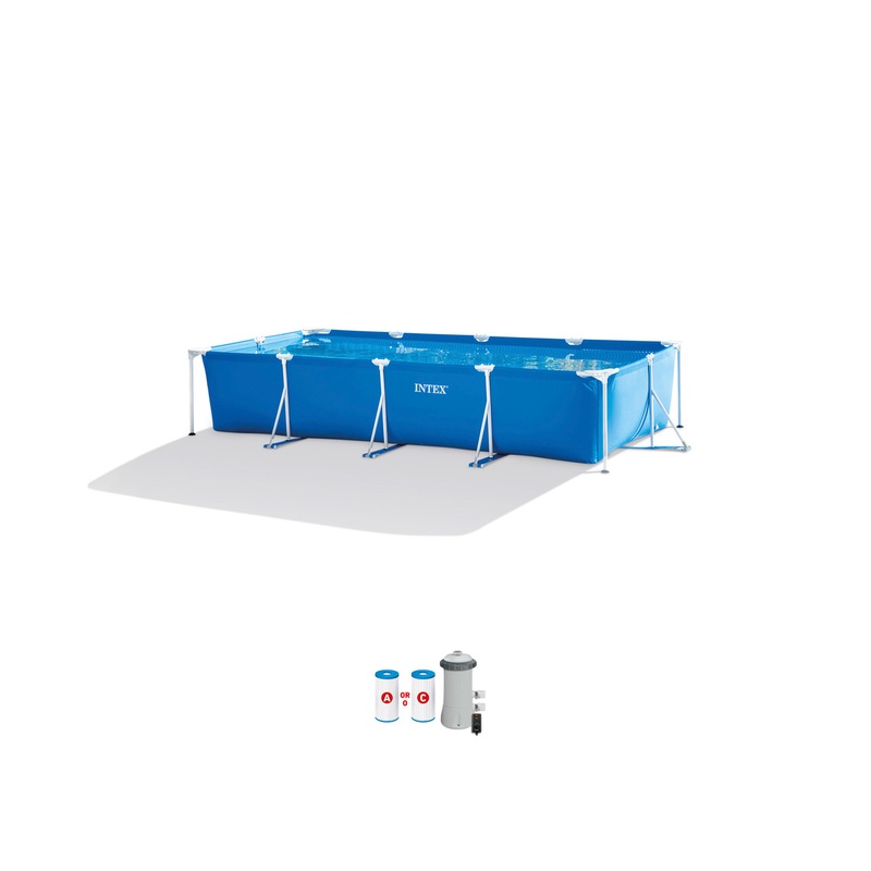 Rectangular Frame Above Ground Pool Set w/ Filter Pump - 14'9" x 7'2?" x 33"