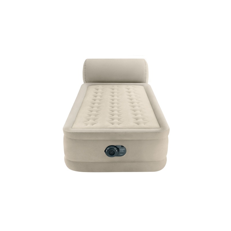 Dura-Beam Deluxe Headboard Air Mattress - 18" Twin w/ Built-In Electric Pump