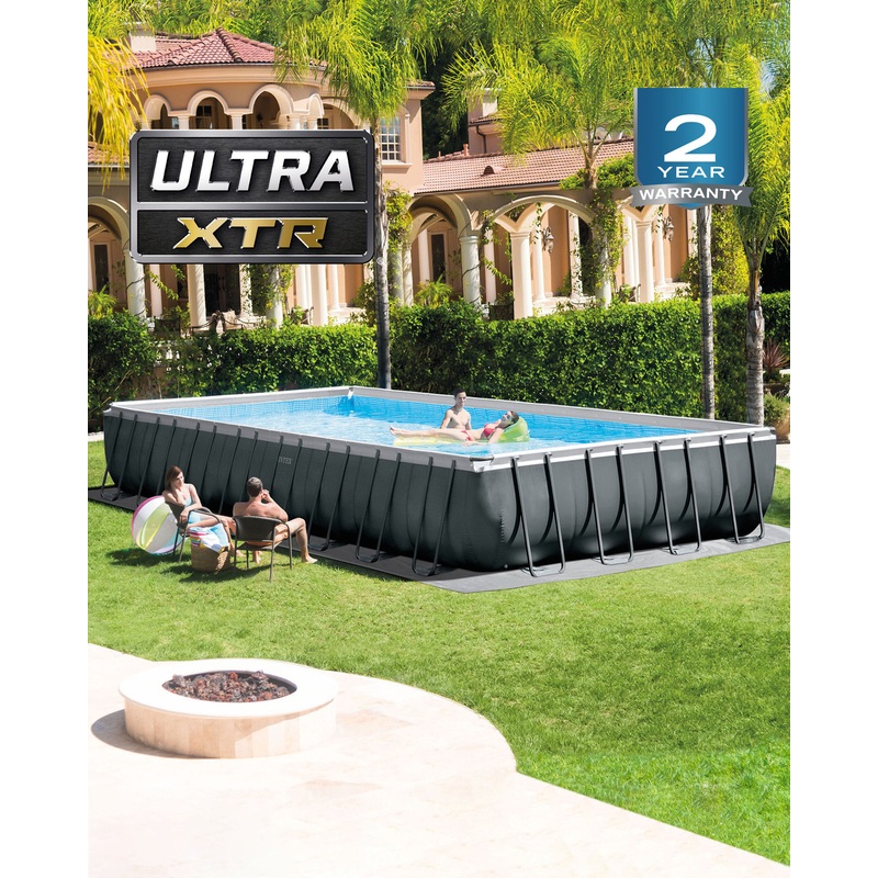 Rectangular Ultra XTR Frame Above Ground Pool w/ Sand Filter Pump - 32' x 16' x 52"