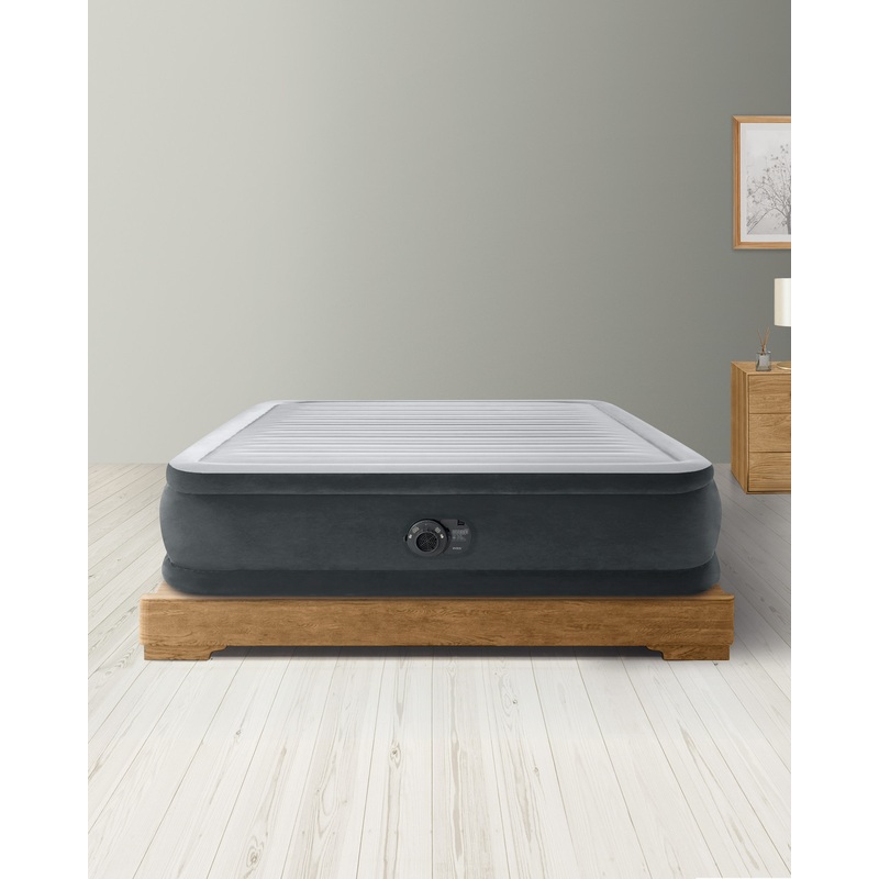 Dura-Beam Deluxe Comfort-Plush Air Mattress 18" Queen w/ Built-In Electric Pump