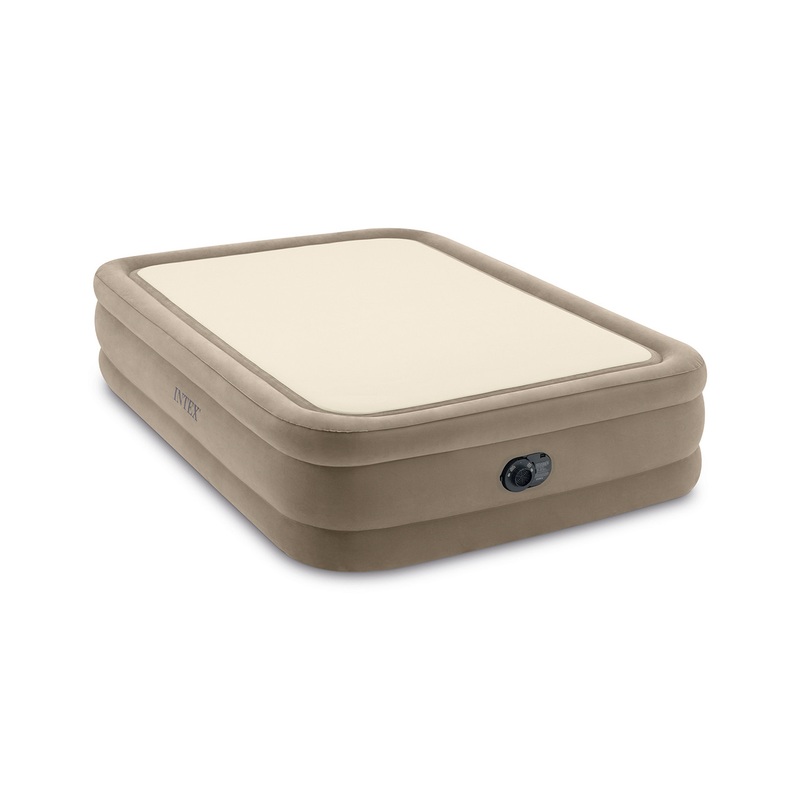 Dura-Beam Deluxe Thermalux Air Mattress 20" Queen w/ Built-In Electric Pump - Tan