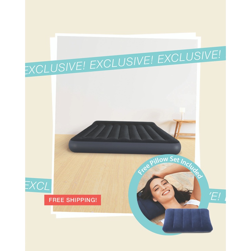 Dura-Beam Standard Pillow Rest Air Mattress 10" Queen Bundle with 2 Free Pillows